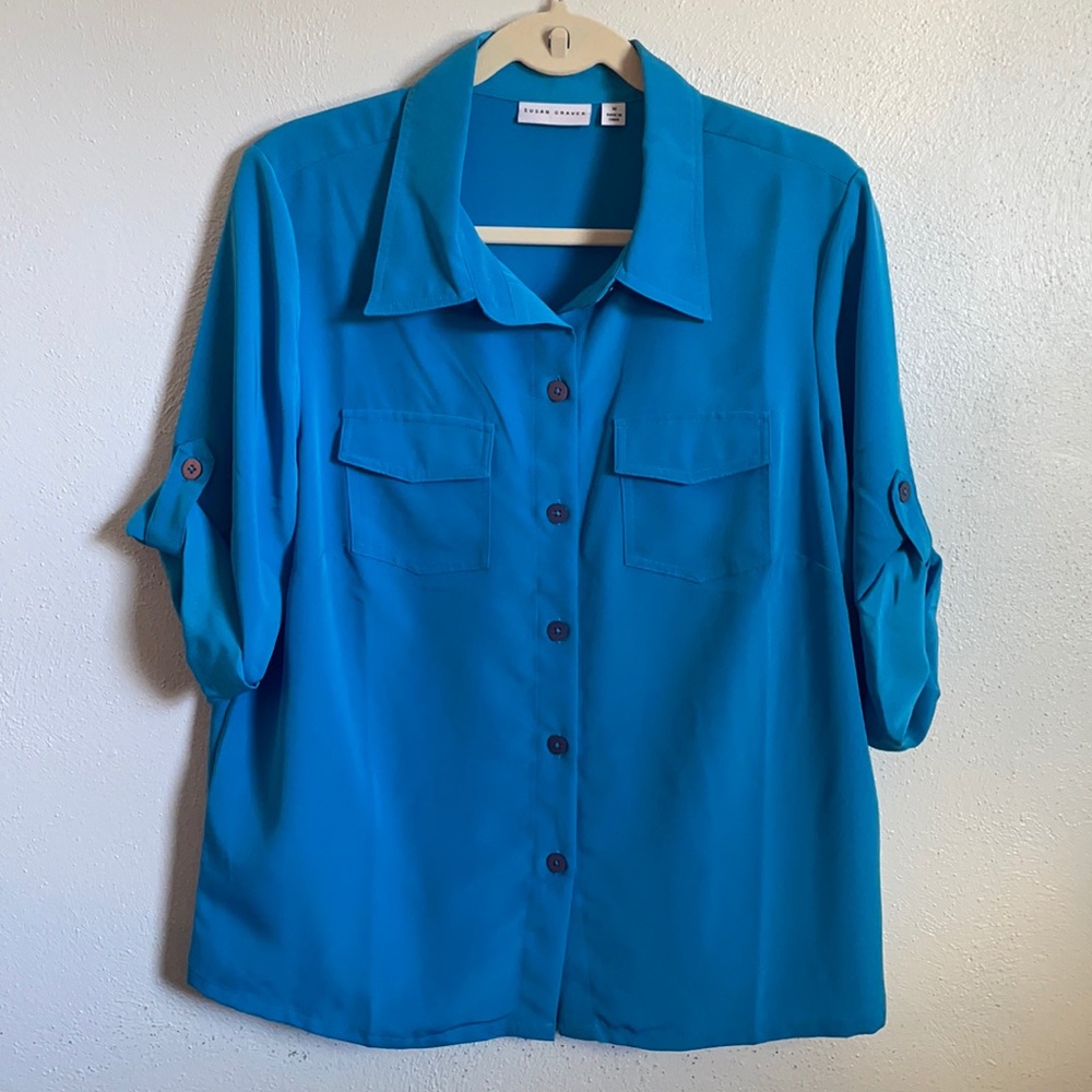 Blue Button Down Top